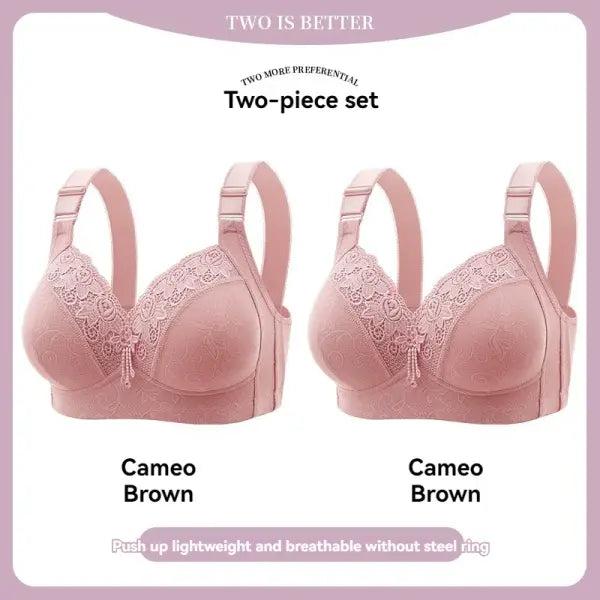 Women’s Ultra-Thin Lace Bralette Sexy Perspective Deep V Plus Size Bra & Active Top - 2PCS-1 / 36