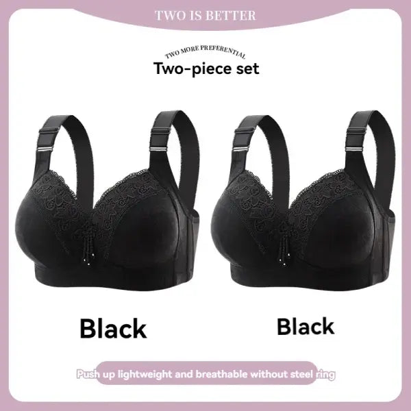 Women’s Ultra-Thin Lace Bralette Sexy Perspective Deep V Plus Size Bra & Active Top - 2PCS-9 / 36
