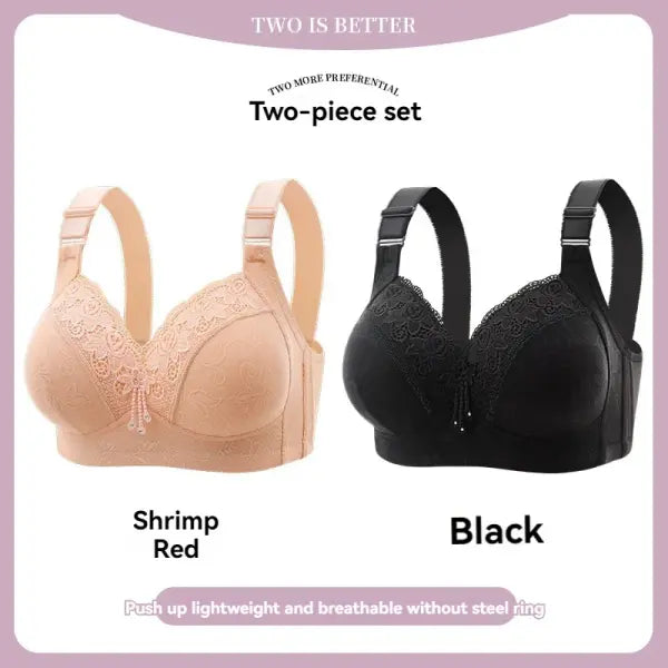 Women’s Ultra-Thin Lace Bralette Sexy Perspective Deep V Plus Size Bra & Active Top - 2PCS-14 / 40