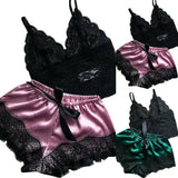Women’s Lace Sleepwear Set – 2PCS Babydoll Lingerie Top & Shorts Pajama Nightwear