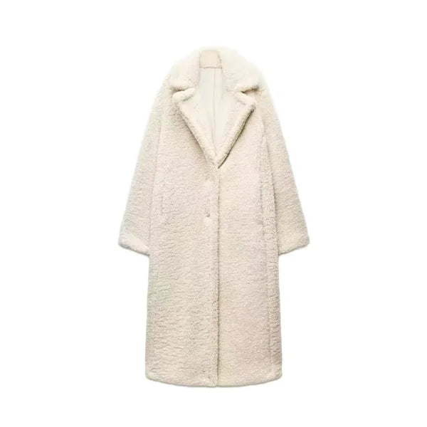 Women's Lambhair Fleece Long Coat for Autumn Winter Style - Himpall