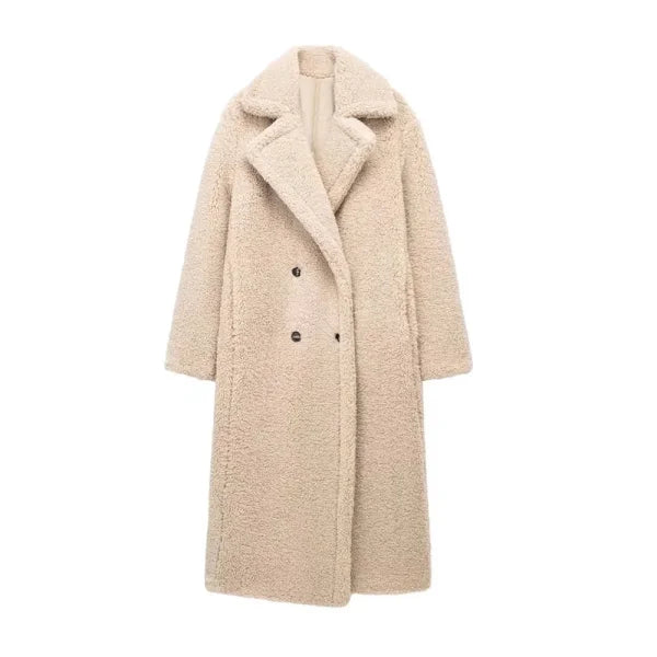 Women's Lambhair Fleece Long Coat for Autumn Winter Style - Himpall