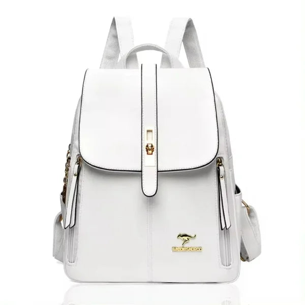 Women’s Large-Capacity Leather Backpack - Vintage Travel Rucksack - White