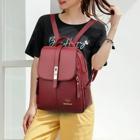 Women’s Large-Capacity Leather Backpack - Vintage Travel Rucksack