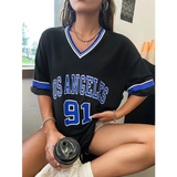 Women Los Angeles 91 Letter Street Wear Spring Summer Polyester Broadcloth Top - WCL31705 / M