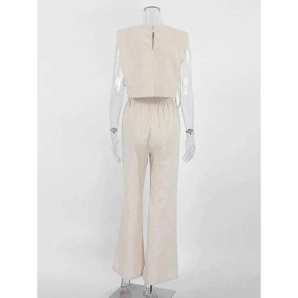 Women’s Linen Pant Set - Chic Holiday Outfit for Effortless Style