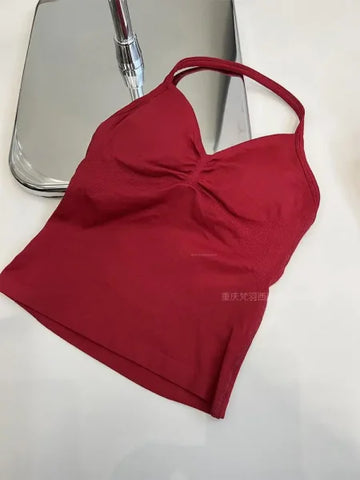 Women's Longline Strappy Sports Tank Top – Open Back Yoga Vest with Built-In Bra for Gym & Running Workouts - Himpall