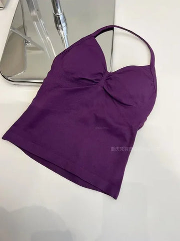 Women's Longline Strappy Sports Tank Top – Open Back Yoga Vest with Built-In Bra for Gym & Running Workouts - Himpall