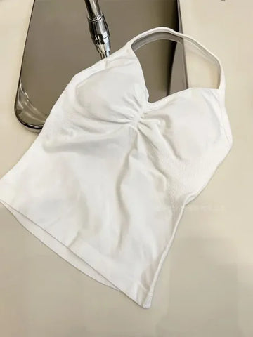 Women's Longline Strappy Sports Tank Top – Open Back Yoga Vest with Built-In Bra for Gym & Running Workouts - Himpall