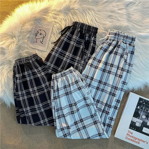 Women’s Loose Black Plaid Harem Pants – Fashionable Streetwear Summer Trousers