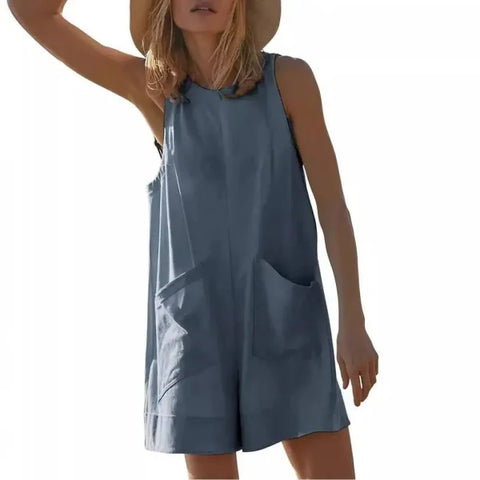 Women's Loose Casual Sleeveless Jumpsuit for Summer Fashion - Himpall