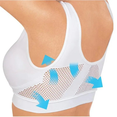 Women’s Mesh Sports Bra – Shockproof Wireless Crop Top Fitness Bra