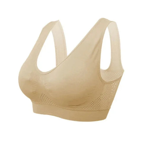 Women’s Mesh Sports Bra – Shockproof Wireless Crop Top Fitness Bra