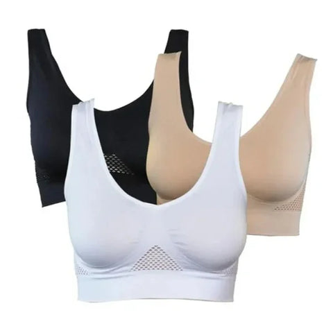 Women’s Mesh Sports Bra – Shockproof Wireless Crop Top Fitness Bra