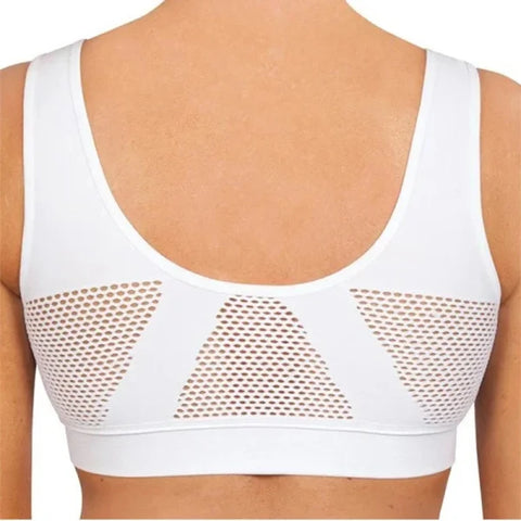 Women’s Mesh Sports Bra – Shockproof Wireless Crop Top Fitness Bra