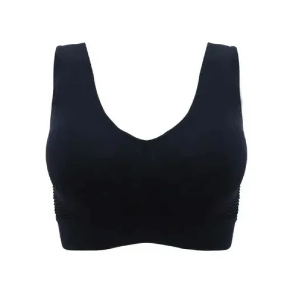 Women’s Mesh Sports Bra – Shockproof Wireless Crop Top Fitness Bra - Black / 4XL