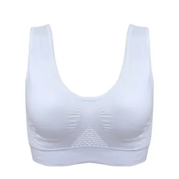 Women’s Mesh Sports Bra – Shockproof Wireless Crop Top Fitness Bra - White / 6XL