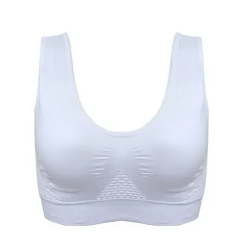 Women’s Mesh Sports Bra – Shockproof Wireless Crop Top Fitness Bra - White / 6XL