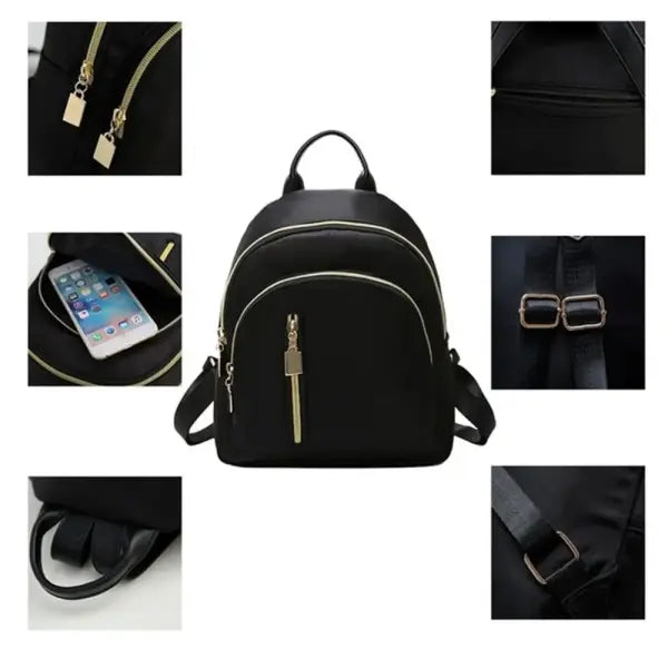 Women’s Multi-Function Fashion Girl Oxford Daypack Travel Cute Mini Backpack Men Shoulder Bag Black Purse Hot