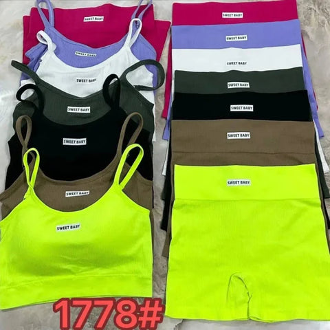 Women’s Nylon Tank Top and Shorts Set: Casual Sports Top with Sponge Cushion