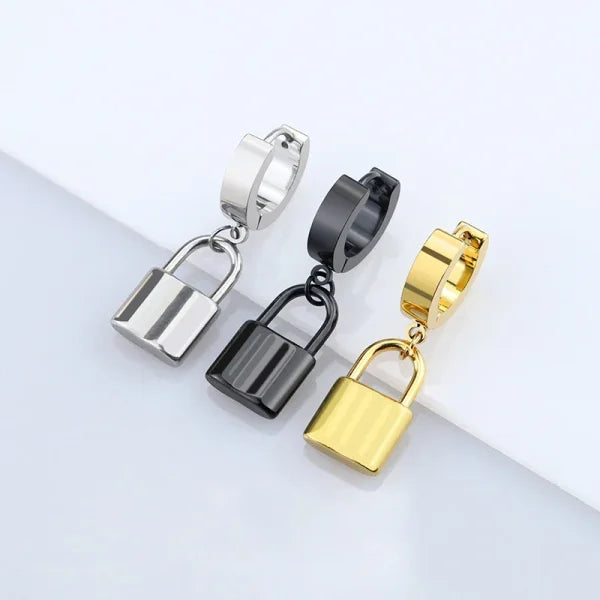 Women’s Padlock Stud Earrings - Punk Stainless Steel Hip Hop Jewelry Gift
