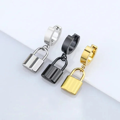 Women’s Padlock Stud Earrings - Punk Stainless Steel Hip Hop Jewelry Gift
