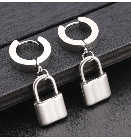 Women’s Padlock Stud Earrings - Punk Stainless Steel Hip Hop Jewelry Gift