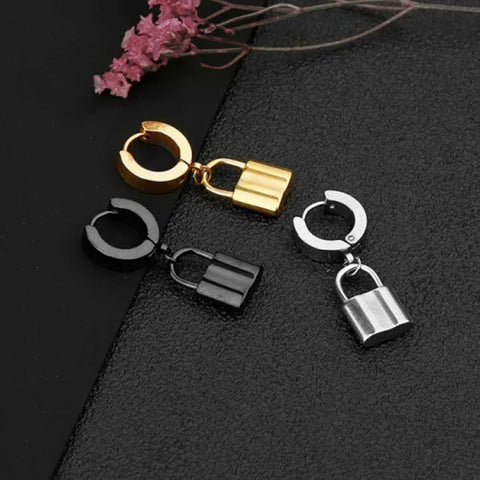 Women’s Padlock Stud Earrings - Punk Stainless Steel Hip Hop Jewelry Gift