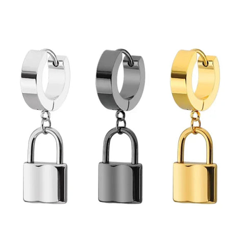 Women’s Padlock Stud Earrings - Punk Stainless Steel Hip Hop Jewelry Gift