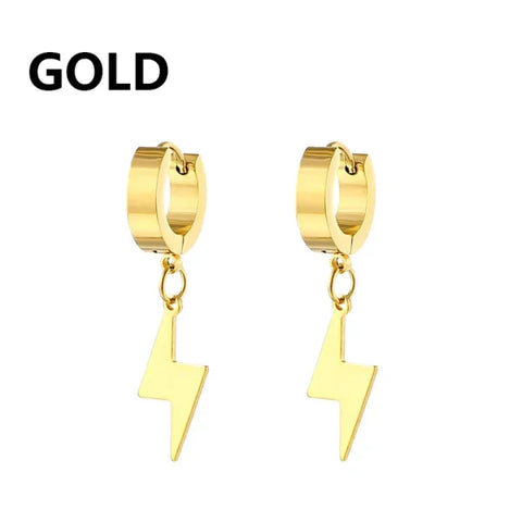 Women’s Padlock Stud Earrings - Punk Stainless Steel Hip Hop Jewelry Gift - B gold 1pairs