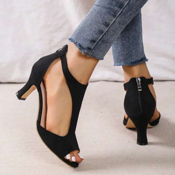 Women’s Peep Toe Sandals Synthetic Material – Dressy Summer Heels - None