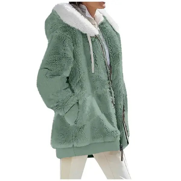 Women’s Polyester Hooded Autumn Winter Jacket - Green / S