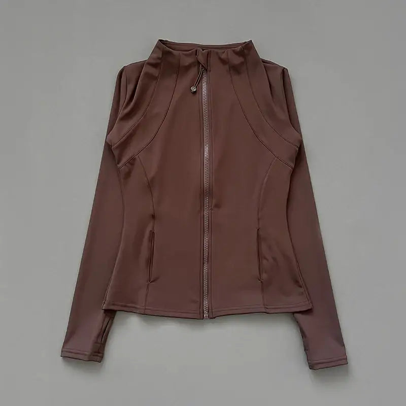 Womens Polyester Spandex Jacket Full Sleeve Knit Autumn - camel / XL