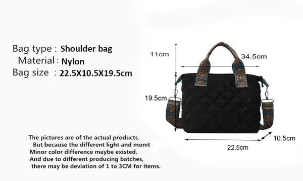 Women’s Rhombus Cotton Tote Bag – Large Shoulder Handbag for Fall/Winter - Himpall