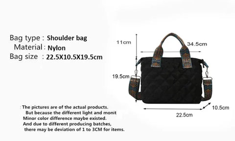 Women’s Rhombus Cotton Tote Bag – Large Shoulder Handbag for Fall/Winter - Himpall