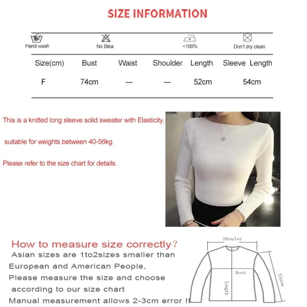 Women’s Ribbed Slash Neck Sweater – Slim Fit Long Sleeve Pullover for Autumn