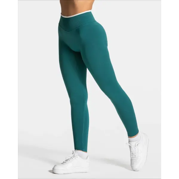 Women’s Seamless Gym Solid Color Sports Pants White Edge Waist Tight High Waist Hip Lifting Yoga Pants Running Exercise