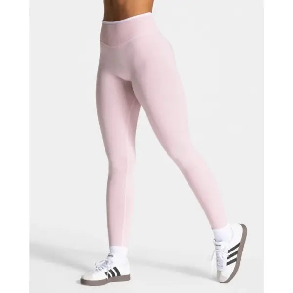 Women’s Seamless Gym Solid Color Sports Pants White Edge Waist Tight High Waist Hip Lifting Yoga Pants Running Exercise