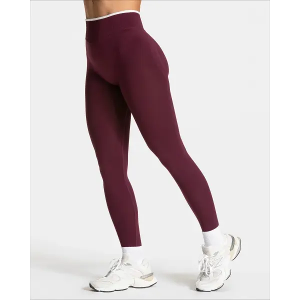 Women’s Seamless Gym Solid Color Sports Pants White Edge Waist Tight High Waist Hip Lifting Yoga Pants Running Exercise