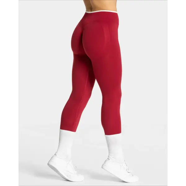 Women’s Seamless Gym Solid Color Sports Pants White Edge Waist Tight High Waist Hip Lifting Yoga Pants Running Exercise