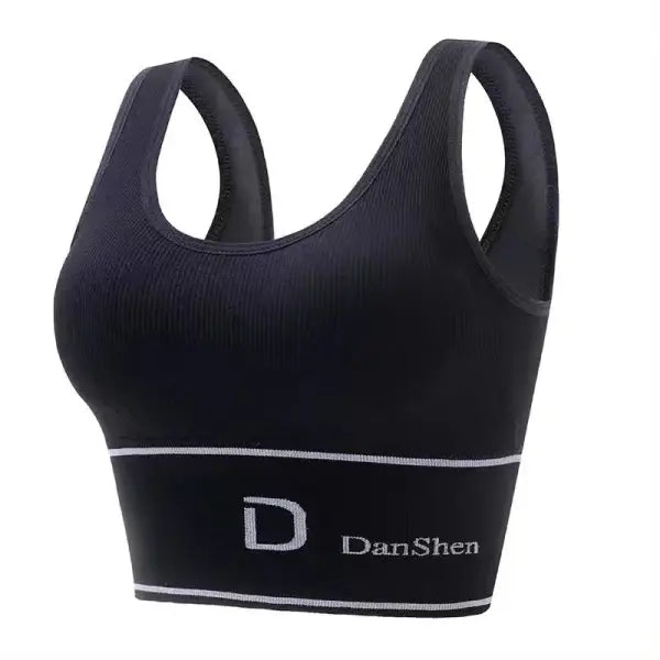 Women’s Sexy Deep U-Shaped Sports Bra Seamless High-Elasticity Wireless Yoga Top - Black / One size