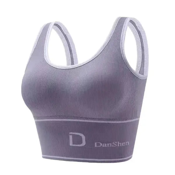 Women’s Sexy Underwear Seamless Sports Bra high elasticity Deep U-Shaped Without Steel Ring Yoga Bra Top - Purple
