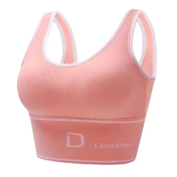Women’s Sexy Underwear Seamless Sports Bra high elasticity Deep U-Shaped Without Steel Ring Yoga Bra Top - Pink