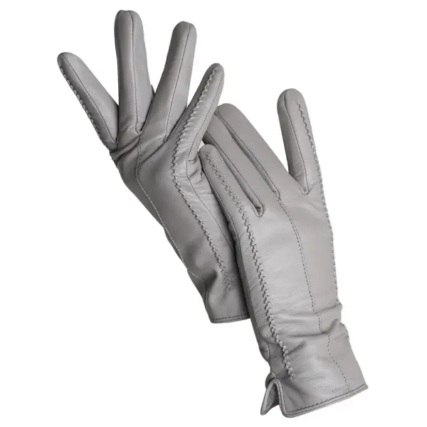 Women’s Sheepskin Leather Gloves – Warm Velvet-Lined Touchscreen Driving Gloves Winter Quality - Grey Standard / 8