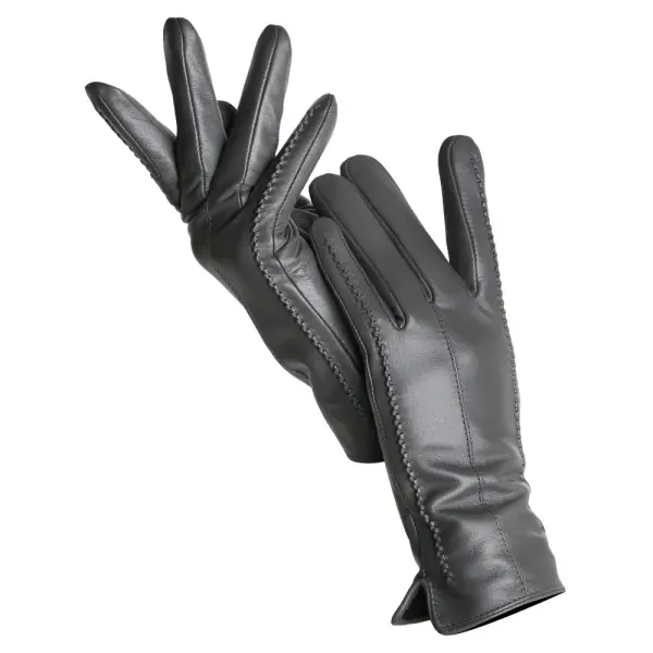 Women’s Sheepskin Leather Gloves – Warm Velvet-Lined Touchscreen Driving Gloves Winter Quality - Dark grey Standard / 7