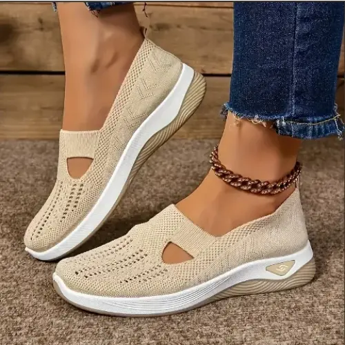 Women Slip On Summer Mesh Sneakers with Rubber Pattern Type Outsole - mibai / 35