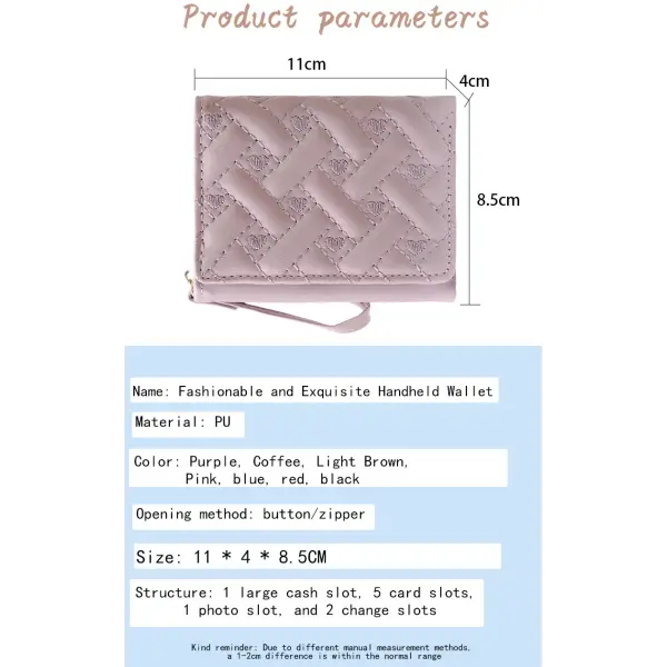 Women’s Short Embroidered Love Zero Wallet Zipper Buckle Large Capacity Card Bag Versatile Fashion Simple