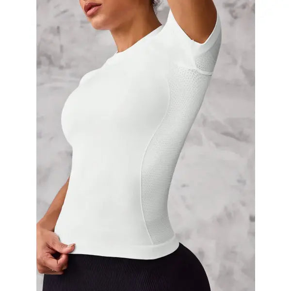 Short-Sleeved Sports Top Breathable Nylon For Running - Ivory / S