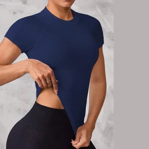 Short-Sleeved Sports Top Breathable Nylon For Running - DEEP BLUE / S