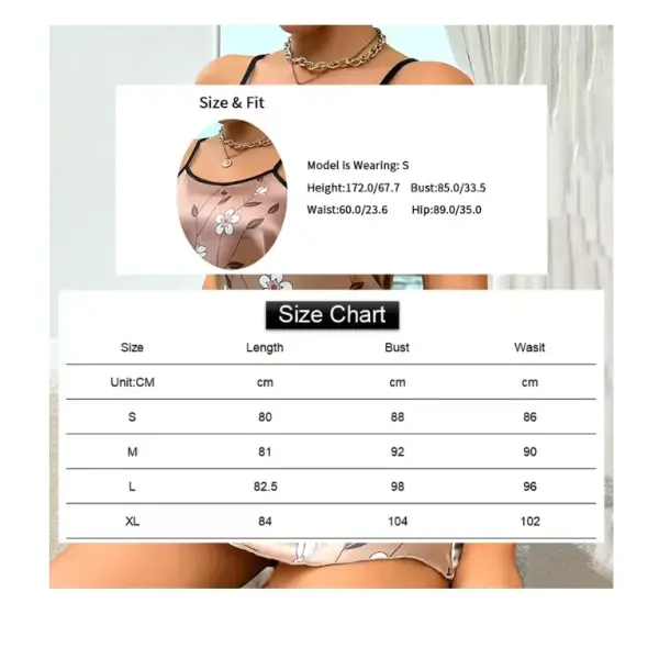 Women’s Sleepwear Summer Floral Print Satin Nightgown Casual Sleeveless Backless Slip Night Dress Sexy Nightdress Home